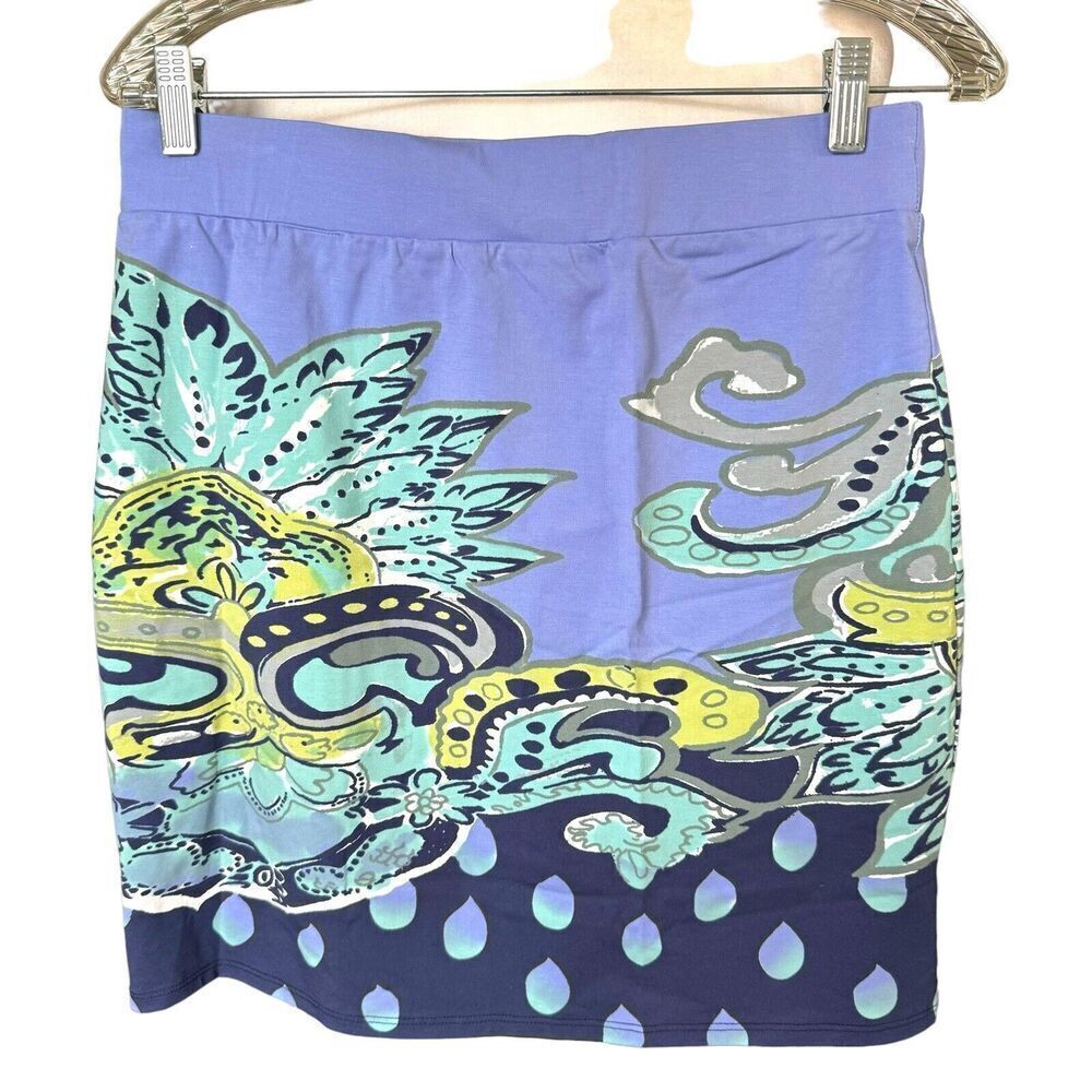 Krimson Klover Dreamcatcher Sz M Skirt Cotton Blend Stretch Blue Artsy Colorful